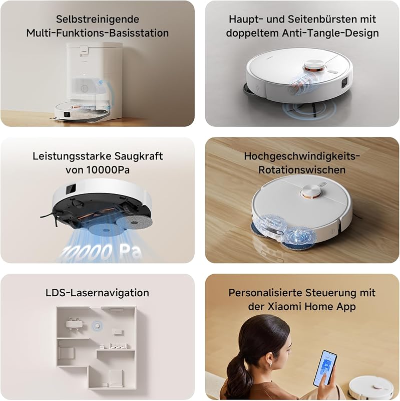 H50 Saugroboter mit Wischfunktion, 10.000 Pa, Wischpad-Anhebung
