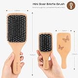 Sosoon Boar Bristle Hair Brush Set with Travel Mini Brush Gift Box Red view 3