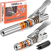 THINKWORK 2PC Strong Lock &amp; Extra Reach Grease Gun Coupler | 0.53" Grease Gun Tips, 12000 PSI Quick Release Grease Coupler, Compatible with All Grease Guns 1/8" NPT Grease Gun Fitting