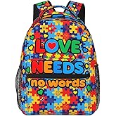 UEQIKI Autism Awareness Lightweight Travel Backpack With Zipped Front Pocket Printed Laptop Bag Fashion Casual Daypack For Work, Hiking, Camping Unisex