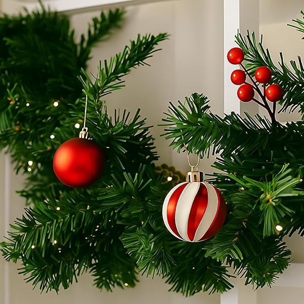 CEENNA EXTRA LONG 15FT CHRISTMAS GARLAND WITH 100 LED LIGHTS ARTIFICIAL PINE PRELIT LIGHTED CHRISTMAS OUTDOOR INDOOR DECORATIONS XMAS HOLIDAY STAIRS RAILING MANTLE DOOR DECOR(CANDY CANES GARLAND)