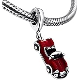 Bolenvi Sports Car Red Ferrari 925 erling Silver Pendant Charm Bead For Pandora & Similar Charm Bracelets or Necklaces