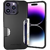 Scooch for iPhone 14 Pro Max Case with Card Holder, Moneymate Wallet Case with Hidden Card Slot and Protection for 4 Cards, 10-Foot Drop Protection, Black
