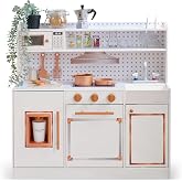 Teamson Kids White Wooden Play Kitchen for Toddlers Age 3+ | St. Louis Collection, Retro Design, Realistic Features, Includes Accessories, Pretend Cooking Set