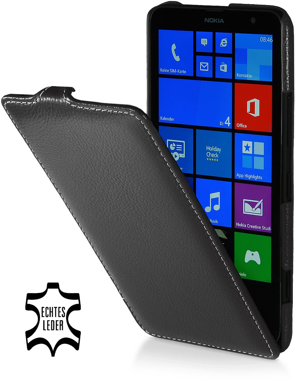StilGut UltraSlim Genuine Leather Case for Nokia Lumia 1320, Black โ image 1