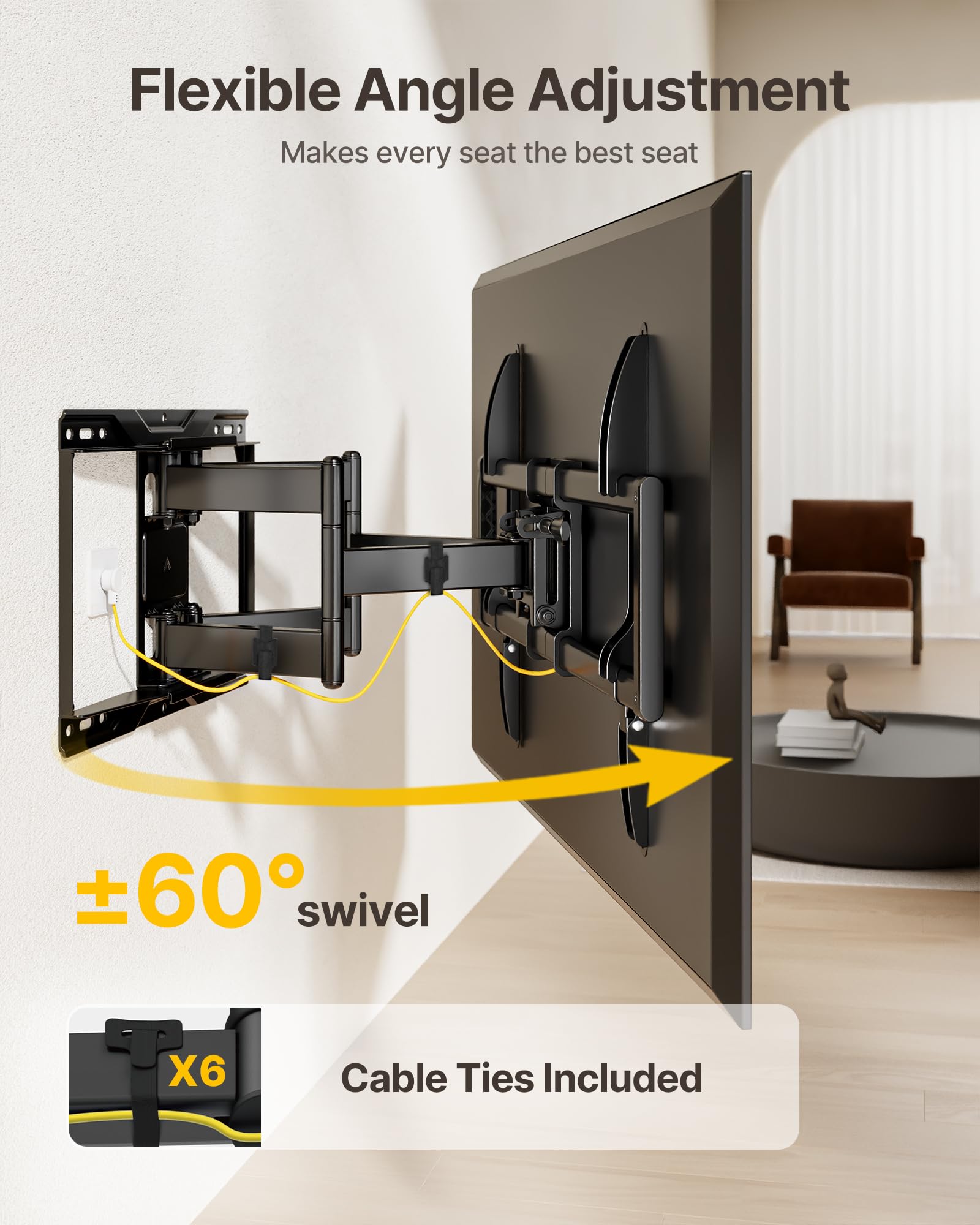 monTEK Heavy Duty TV Wall Mount for 37-90 inch TV up to 165lbs, 4X Load Tested, Full Motion with Dual Articulating Arms, Tool-Free Tilt, Swivel & Extend, VESA 200x100 to 600x400, Fits 12“/16