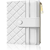 Aiawoxc Womens Wallet, RFID Small Slim Wallets for Women, Compact Credit Card Holder, Cute Leather Bifold Ladies Purse with Zipper Coin Pocket and ID Window, White