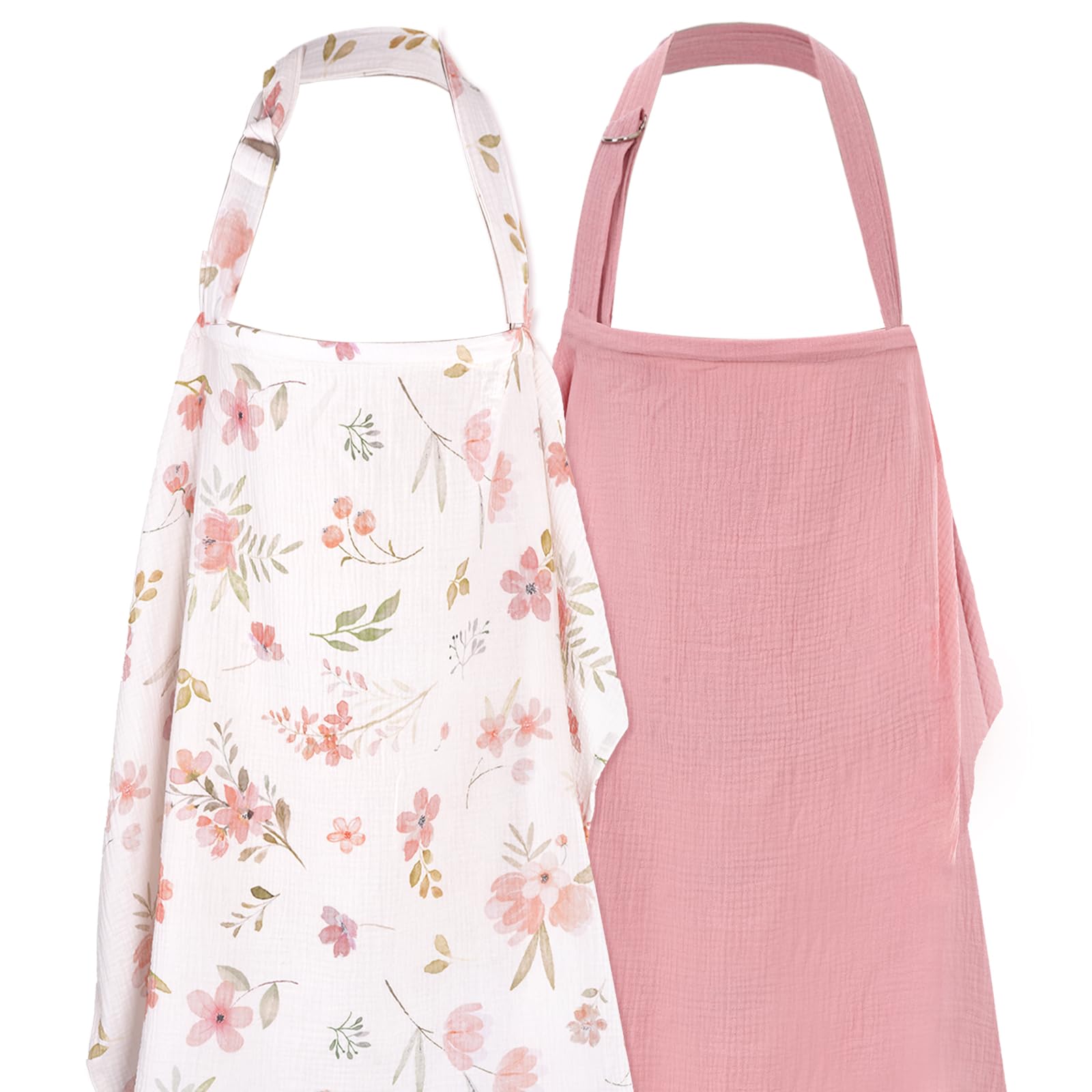 Photo 1 of 2 Pack Nursing Covers Muslin Nursing Cover Privacy Breastfeeding Cover for Moms Soft Cotton Breathable with Arch Neckline Soft Pink