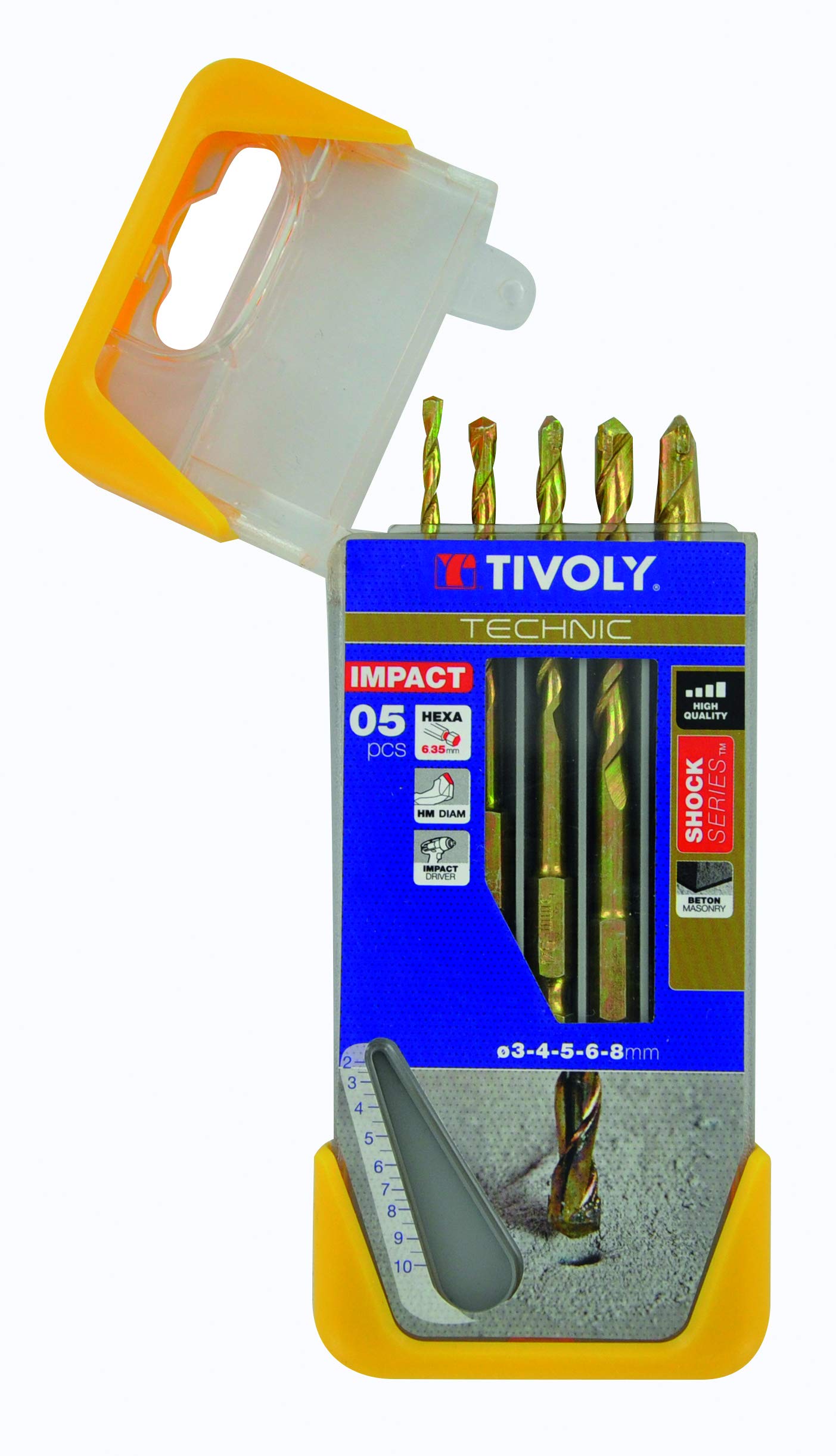 Tivoly 10901670002 Drill Bit Set Concrete Shock Series Extra Hexa Shank