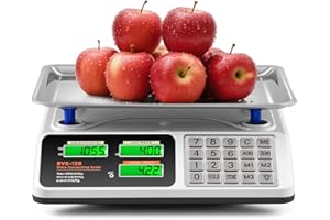 Bonvoisin Price Computing Scale 88lb/40kg Commercial Food Scale with Stainless Steel Platform & Keys, Dual LCD Display Backlight for Meat, Produce, Deli, Farmers Market, Retail（Not for Trade）