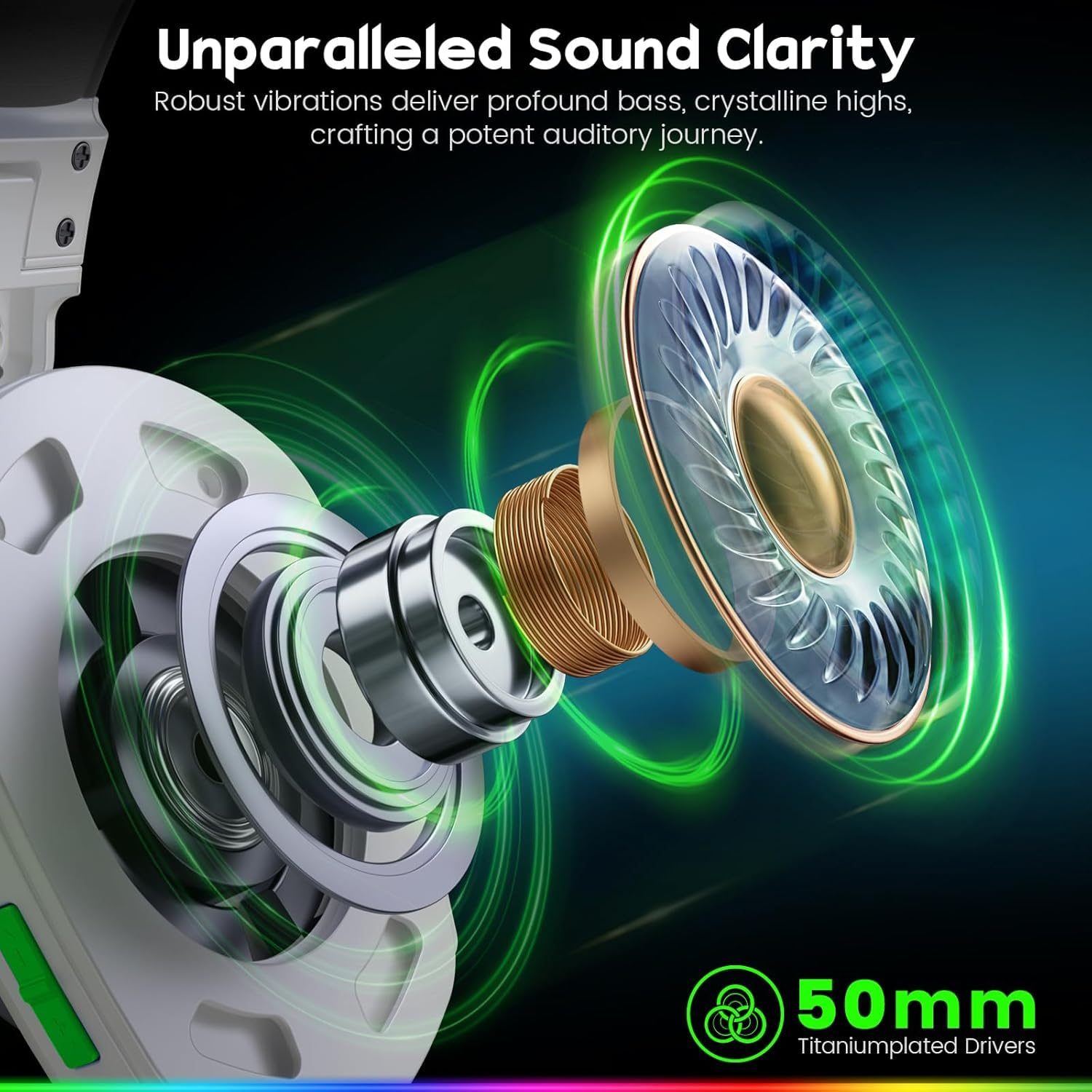 WESEARY Gaming Headset Wireless mit Mikrofon für PS5 PS4 PC Switch Handy 6