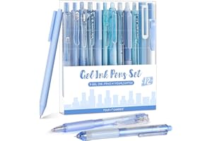 Four Candies Ocean Series Gel Pens, Black & Blue Ink Journaling Pens with 0.5 mm Fine Point, Cute School Office Supplies Aesthetic Desk Accessories, Set of 12