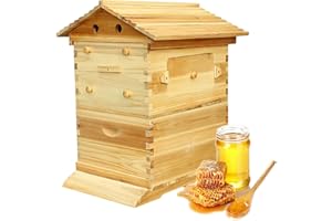 Bee Hive Auto Flow Bee Hive Starter Kit with 7 Frames, Built-in Honey Extraction System, Honey Spout, Observation Window, Com