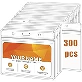 TOTDTDA 300 Pack Extra Thick Horizontal ID, Name Badge Holder with Waterproof Type Resealable Zip