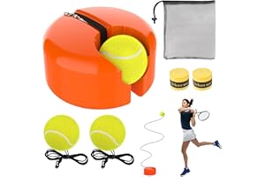 CHEGIF Upgraded Telescopic Tennis Trainer Rebounder Set,Solo Tennis Training Practice Equipment with 3 String Balls , Portable Tennis Trainer Rebound Ball Kit for Beginners Adults Sport Exercise-Orange