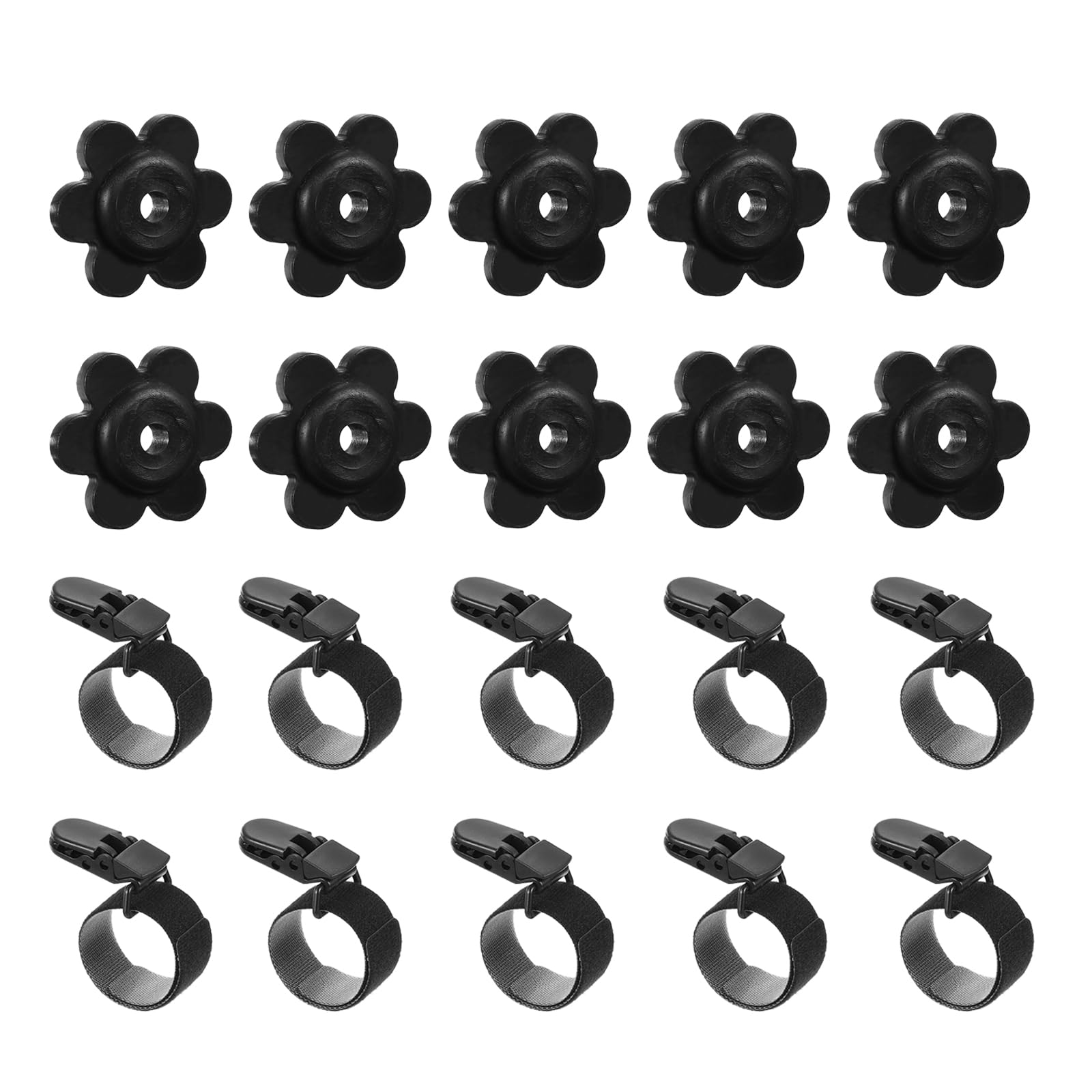 PATIKIL Garden Flag Stopper and Clips, 20 Pcs Flag Rubber Stops and Tiger Clips Adjustable Anti-Wind Accessories for Yard Flag Stand Poles, Black