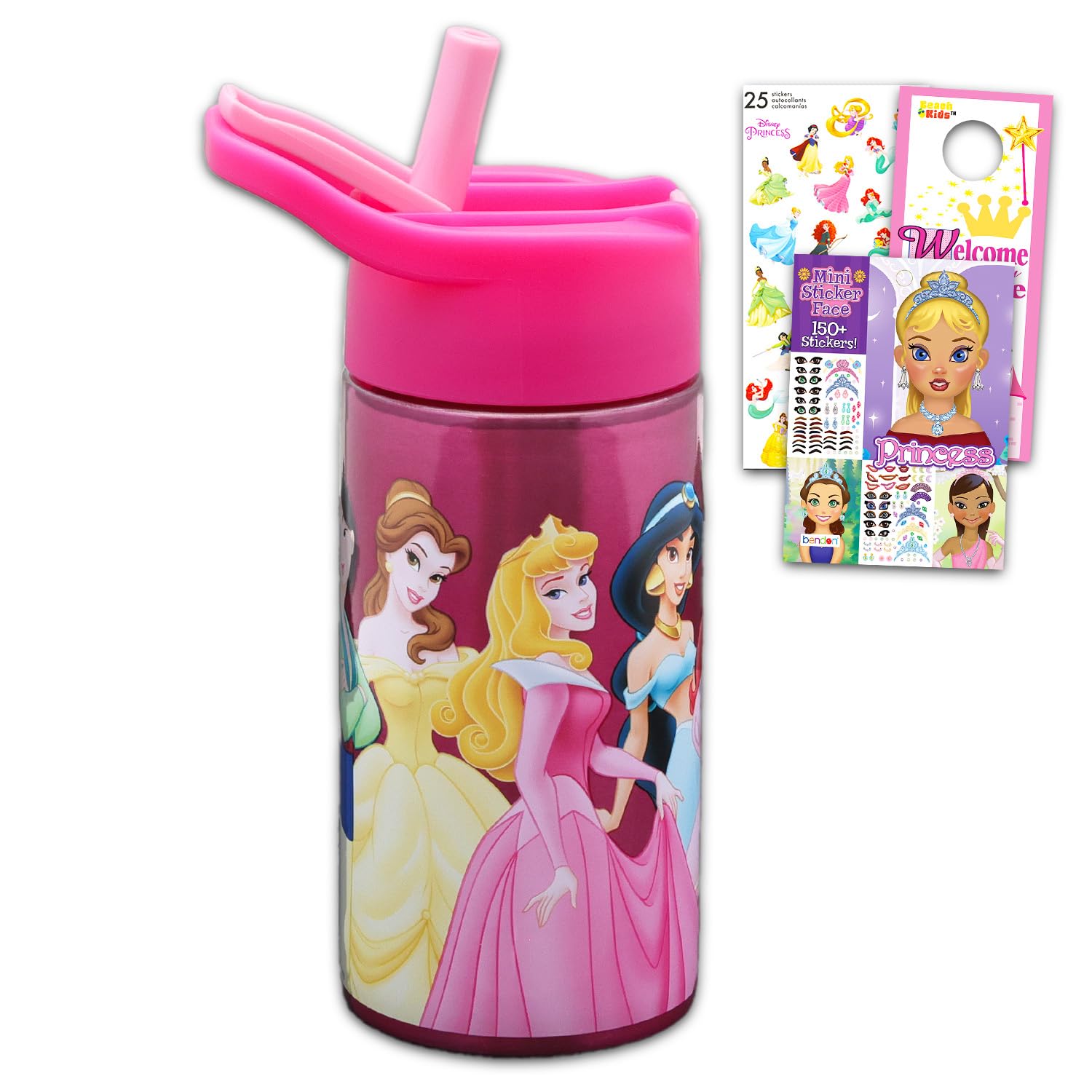 Photo 1 of (USED/FAIR) Disney Princess Stainless Steel Water Bottle for Girls - Bundle with Disney Princess Reusable Water Bottle for Home, School, Plus Stickers, More | Disney Princess Water Bottle
