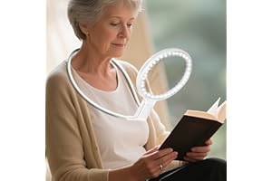 GABORISH Neck Magnifier Hands Free with Light, 10X 5.2 Large Magnifying Glass with 36 LED Light, Flexible Gooseneck for Close Work Reading Sewing Senior (White)