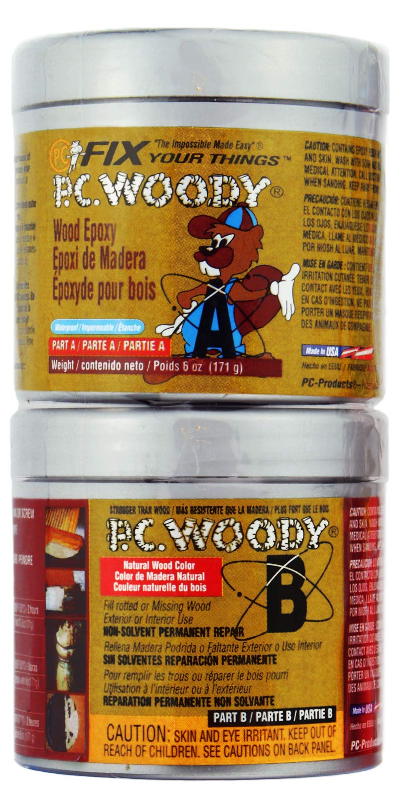 PC-Products 083338 PC-Woody Real Wood Repair Epoxy, 6 Ounce, Tan
