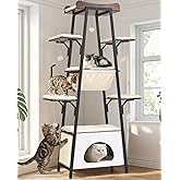 VERSASKY 74 in Modern Cat Tree Tower Heavy Duty Metal Frame | Machine-Washable Plush Covers, Enlarged Stable Base, Multi-Level Condo for Large &amp; Multi Indoor Cats,White