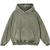 Ogfao Mens Oversized Hoodie Acid Wash Hoodies Women Vintage Sweatshirt Heavyweight Cotton Unisex Retro Pullover Streetwear