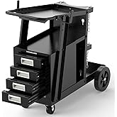 YESWELDER Welding Cart with 4 Drawers for MIG Welder TIG Welder and Plasma Cutter, Heavy Duty Large Storage 360° Rolling Weld