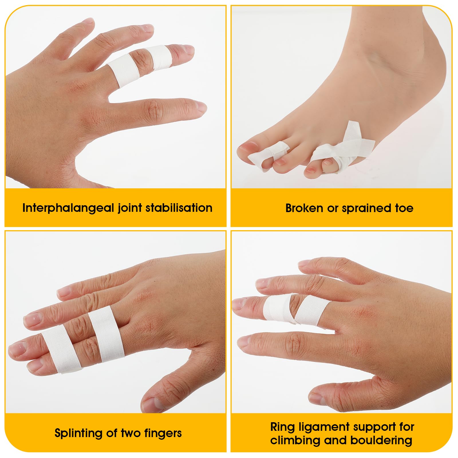 Finger Tape, White Extra Strong 0.6-Inch x 32-feet Athletic Tape for Fingers Feet Sweat Volleyball Finger Tape for Outdoor Sports Climbing Football (2)