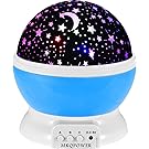 MKQPOWER Moon Star lighting Lamp, 4 LED beads Rotating Romantic Lamp Relaxing Mood Light Ceiling Projector Baby Nursery Bedroom Children Room and Christmas Gift