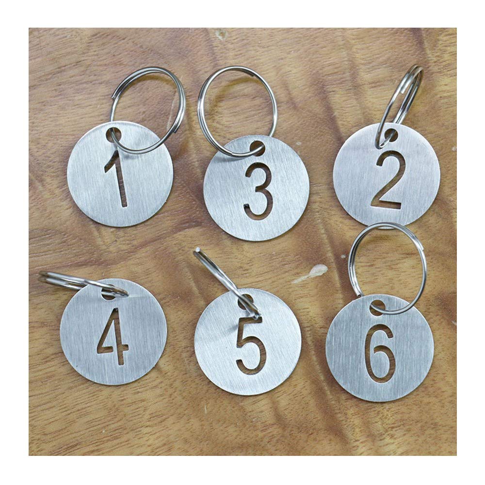 Sourcemall Numbered Tags with Key Ring Stainless Steel Circle Tags (1-50)