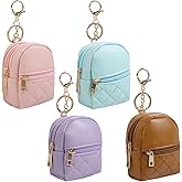 AIBFRID 4Pcs Mini Backpack Keychain,Cute Cosmetic Bag for Women Christmas Gifts for Grandkids,PU Leather Makeup Bag Key Pocket Lipstick Bag Birthday Gifts for 4 5 6 7 8 9 10 11 12 Year Old Girls