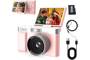 Kids Digital Camera FHD 1080P Digital Camera for Kid with 32GB Card,2'' Flip 180 ° Screen with Support for Selfie Vlog Cam,Co