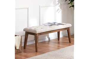 HUIMO Bedroom Bench for End of Bed, Upholstered Dining Seat for Kitchen, Button-Tufted Ottoman Bench for Entryway and Living Room (Beige)
