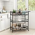 Amazon.com - LORMITER Black Metal Bar Carts with 3 Tier Glass Shelves ...