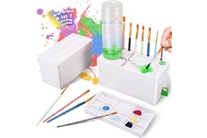 BEFSOP Paint Brush Cleaner, Upgraded 4-in-1 Painting Supplies, Paint Brush Holder with Palette, Brush Rinser for Acrylic, Watercolor, and Water-Based Paints, Drawing and Art Supplies with Paint Tray (Green)