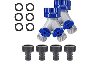 ECOESPTI Garden Hose Splitter, 2Pcs 360° 3/4" Plastic Water Hose Splitter 2 Way, Garden Hose Connector with Faucet Watering Shut Off for Landscaping, Gardening, Flower Planting, Irrigation