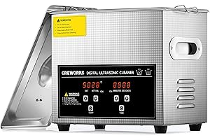 CREWORKS 3L Ultrasonic Cleaner, 0.8 gal Digital Sonic Cavitation Machine, 120W Stainless Steel Professional Jewelry Cleaner for Cleaning Tool Watch Glasses Retainer Denture Parts with Heater & Timer