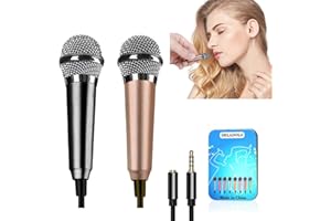 DELADOLA (2pack) Mini Microphone Tiny Microphone for Mobile Phone Laptop Notebook Apple iPhone Sumsung Android（Silver+Rose Go