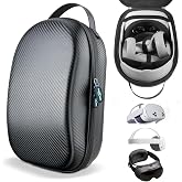 sarlar VR Carrying Case for Meta Quest 3S/3/2, Steam Frame VR, Elite Strap | Carbon-Texture Hard Shell for Quest and Apple Vision Pro, with Secure Storage and Lens Protector Cover