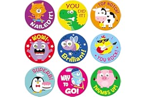 Sweetzer & Orange Teacher Reward Stickers – 1008 in 9 Designs, 1-Inch Motivational Sticker for Kids, Potty Training Reward an