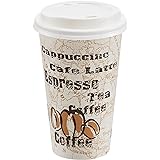 Amazon Basics Hot Cups with Lids, Café Design, 16 oz, 100-Count