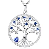 JOMOS JEWEL Tree of Life Birthstone Necklace for Women - Sterling Silver Pendant Birthstone Necklace - Meaningful Gemstone Jewelry Gifts for Her