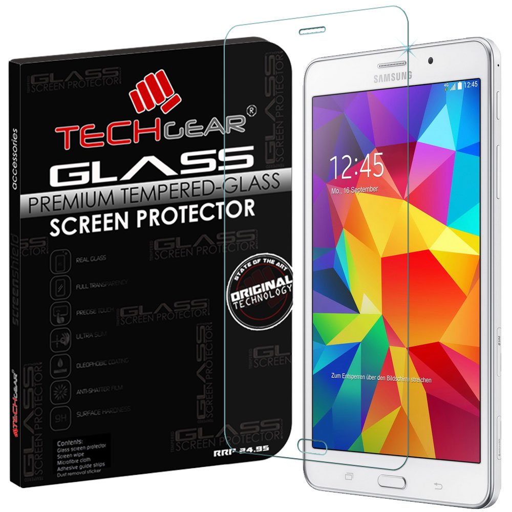 TECHGEAR Screen Protector for Galaxy Tab 4 7.0 Inch with 3G SM-T231 & LTE SM-T235 - GLASS Edition Genuine Tempered Glass Screen Protector Guard Cover Compatible with Samsung Galaxy Tab 4 7.0