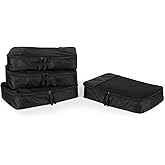 Amazon Essentials 4-Piece Packing Cubes Travel Accessories Set, Luggage Organizer with Double Zipper, Mesh Top, Space-Saving, Medium, Black (Previously Amazon Basics)
