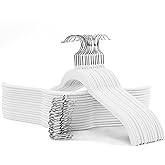 SIshynio 30 Pack Velvet Clothes Hangers, Non-Slip Flocked Hangers with 360° Swivel Hook, Space-Saving Slim Felt Hangers for Shirts, Coats, Dresses, Blouses(White)
