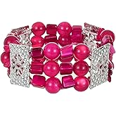 Xalroco Chunky Natural Shell Stone Beaded Stretch Bracelet for Women, Classy Boho Jewelry Gift