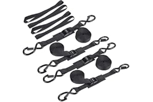 Strgenie Cam Buckle tie Down Straps 6 Feet 1200lbs Break Strength, 4pcs Heavy Duty tie Down Straps with Hooks and Soft Loops 