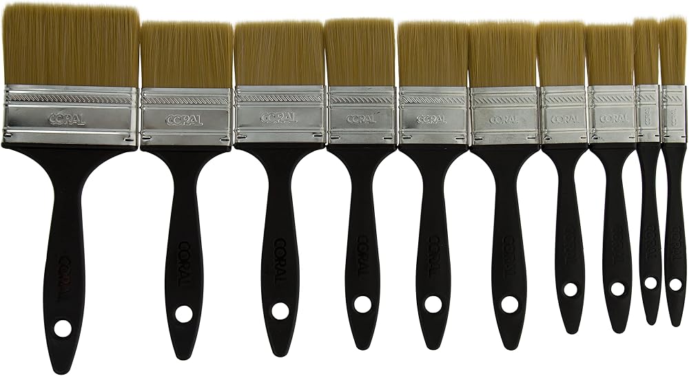 CORAL Value Synthetic Paint Brushes 10 Piece Set Walls Ceilings Laying Off
