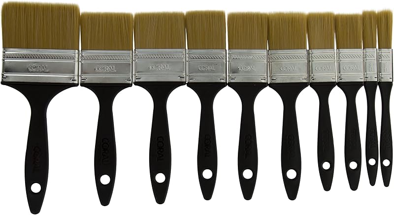 CORAL Value Synthetic Paint Brushes 10 Piece Set Walls Ceilings Laying Off