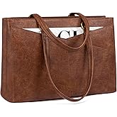 LOVEVOOK Laptop Bag for Women,15.6 Inch Laptop Tote Bag for Women,Vintage Leather Work Tote Bags Computer Business Teacher Bag,Waterproof Office Briefcase