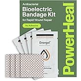 PowerHeal Bioelectric Bandage Kit for Wound Care & Healing – Single Layer No Adhesive Includes Wound Hydrogel, Can Be Cut to Fit – for Cuts, Abrasions, Blisters, Burns – 4-Pack, 2” x 2”